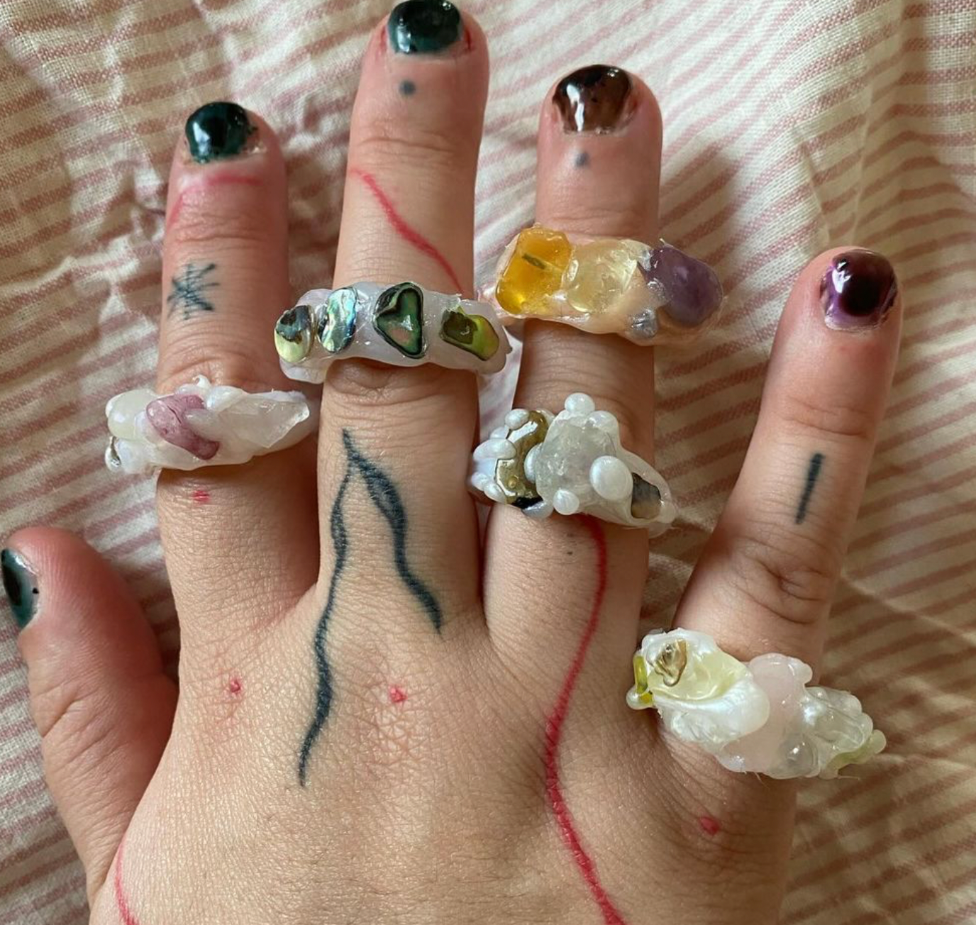 rings. silicone, stones, resin (2024)