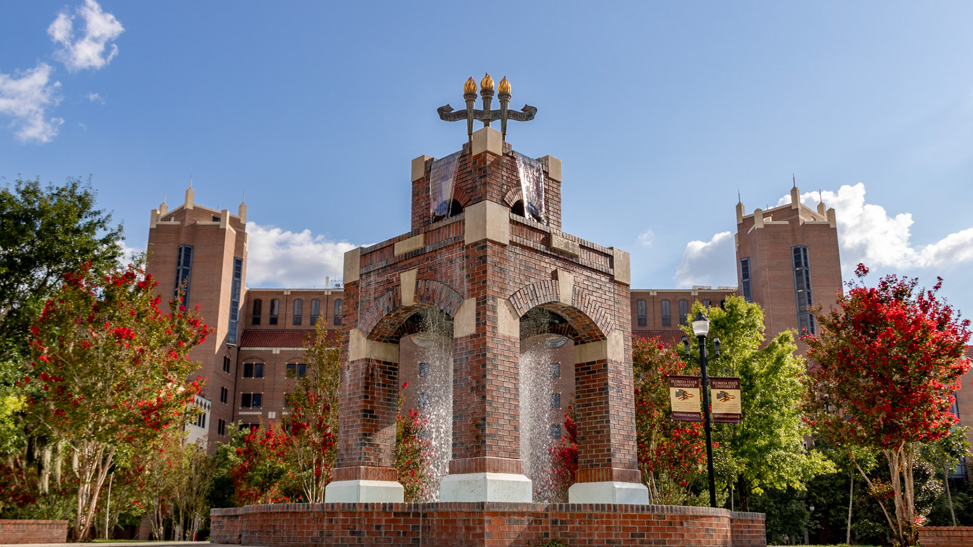 Heritage Fountain at Doak Campbell Stadium in Fall