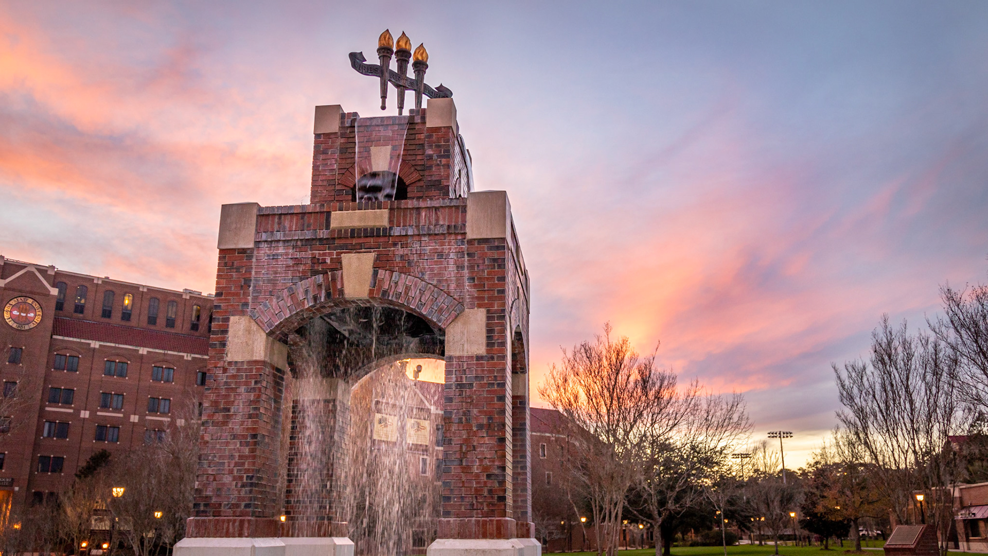 Red Evening at Heritage Fountain