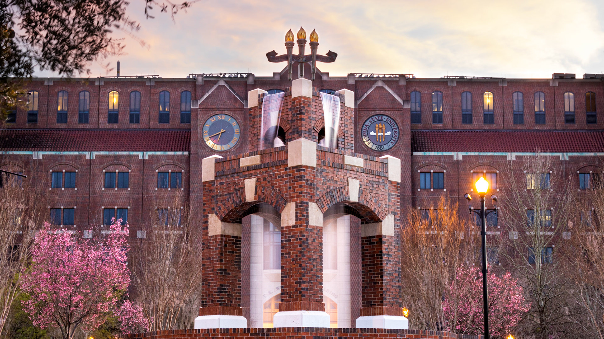 Colorful Heritage Fountain at Doak Campbell Stadium