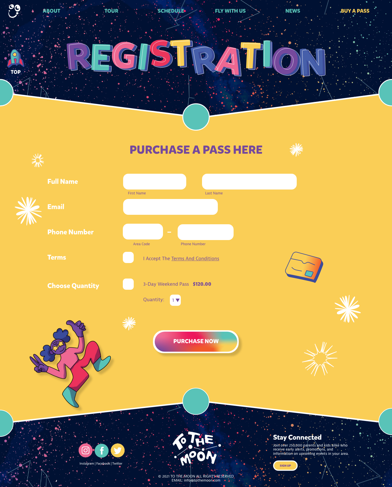 Ready to start the adventure? Registration will help you purchase your child’s pass for your chosen weekend filled with fun!