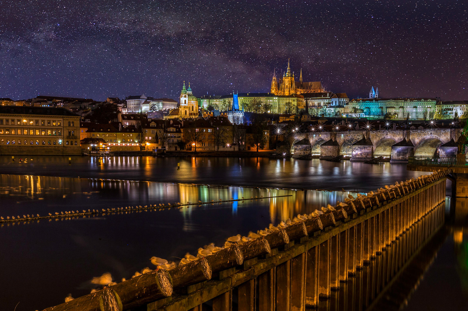 The nights transition from darkness to light as the sun brings an orange glow to the horizon but the rest of the sky is still dark enough to make out constellations (the big dipper is on the left of the picture). This shot was taken from near the visitor center in Monument Valley Utah.