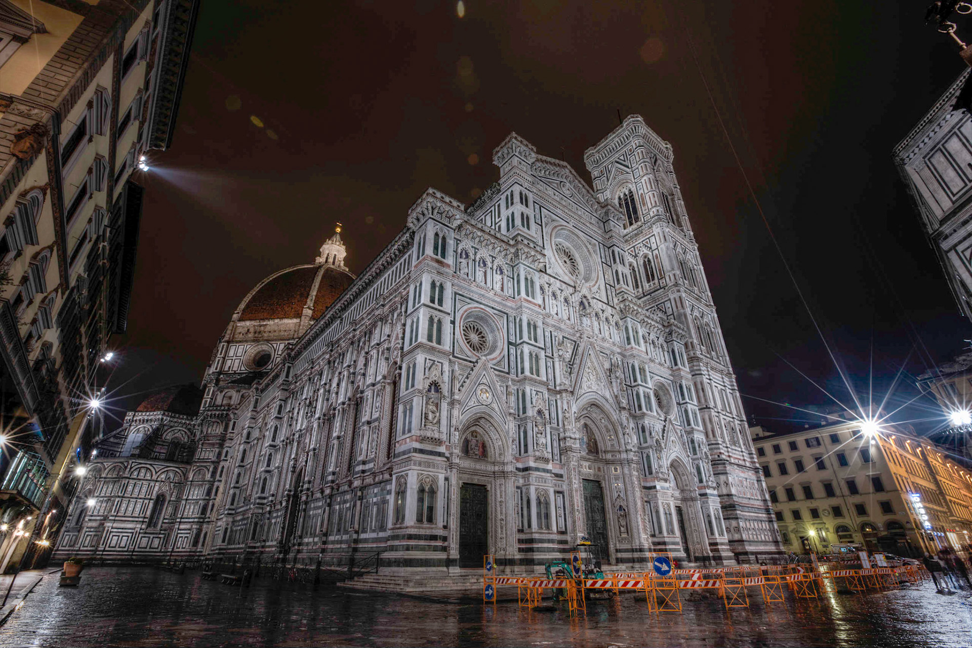 The Cathedral of Florence Italy gleaming in the night