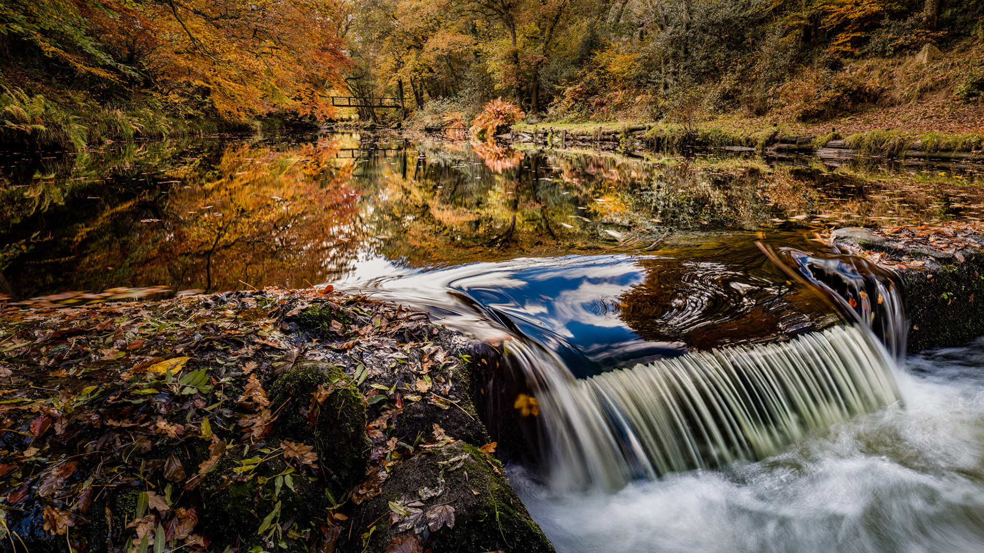 A wier on the River Tiegn near Castle Drogo.