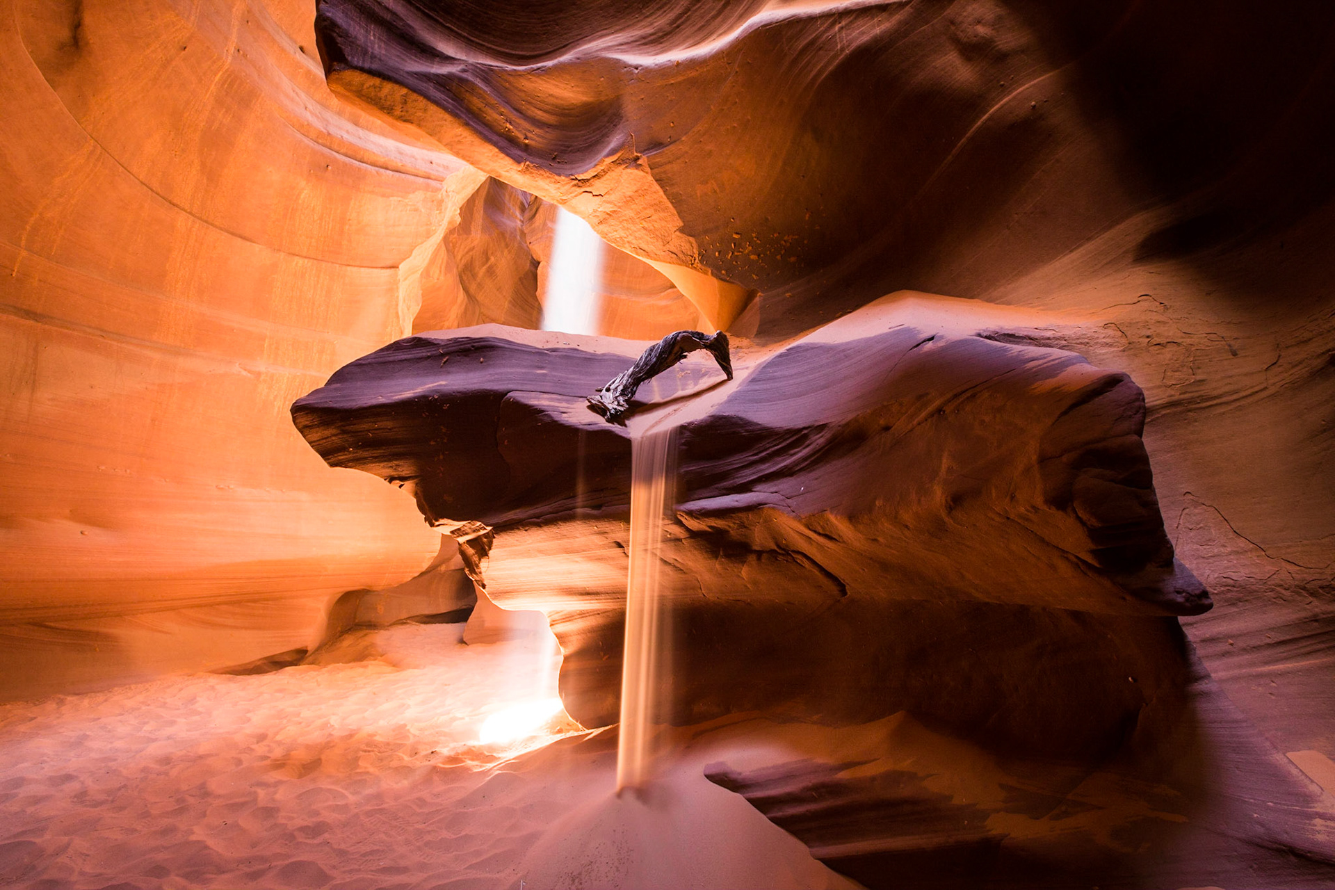 Antelope Canyon with a little sand and sun