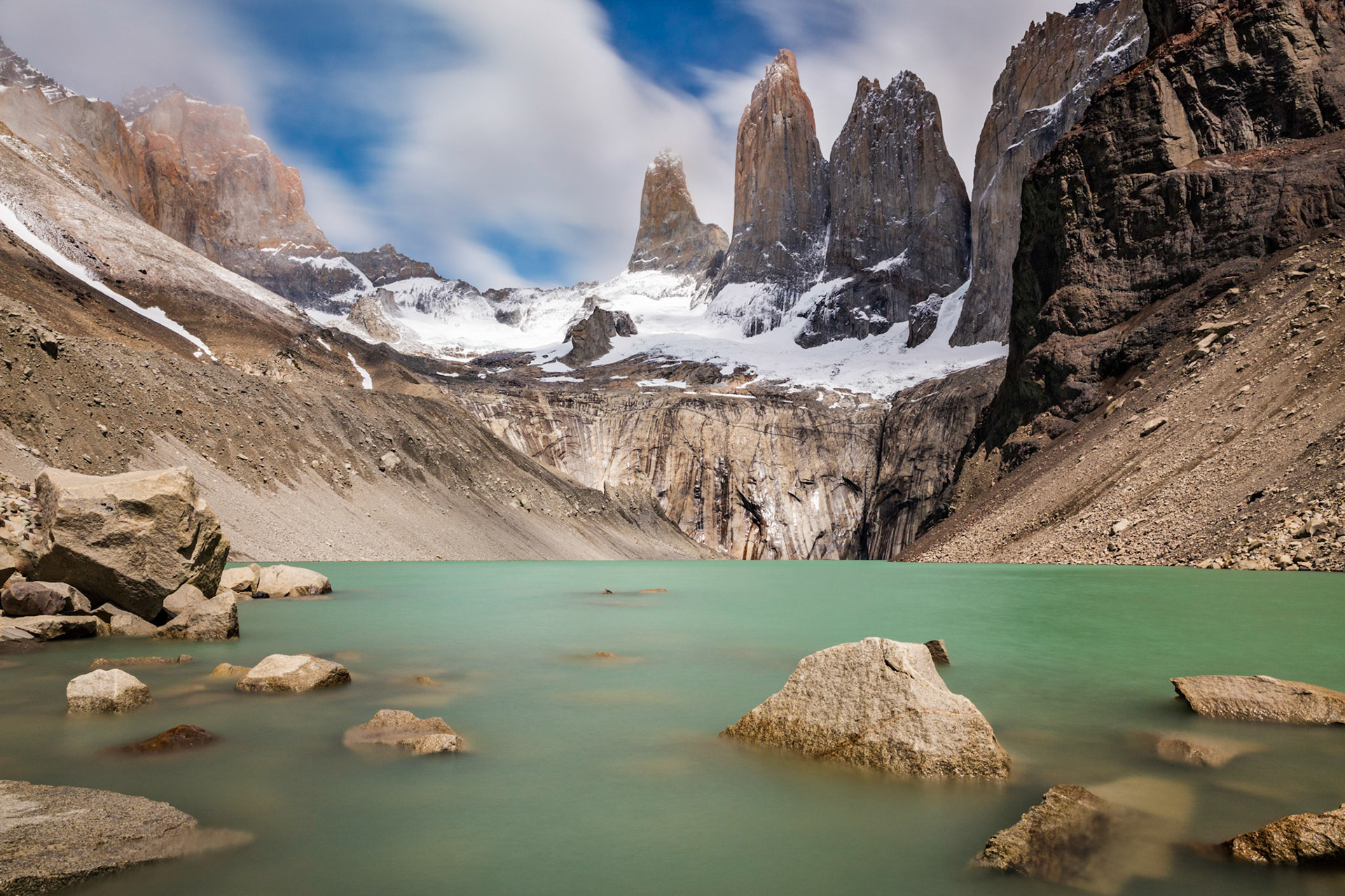 The three towers in Torres del Paine national park, Chile.