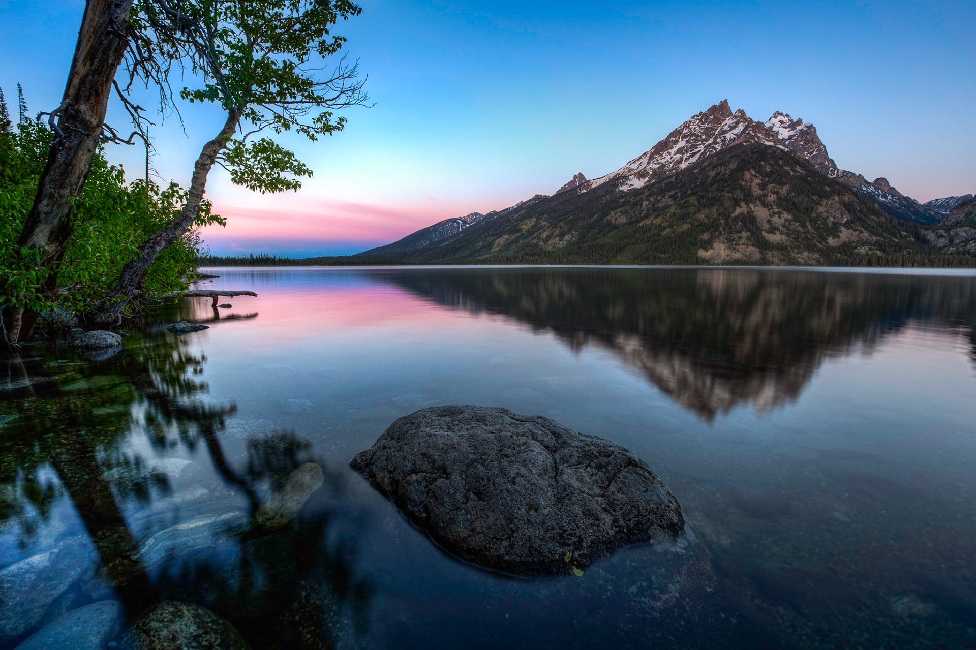 An early still morning on Jenney Lake out in the Grand Tetons