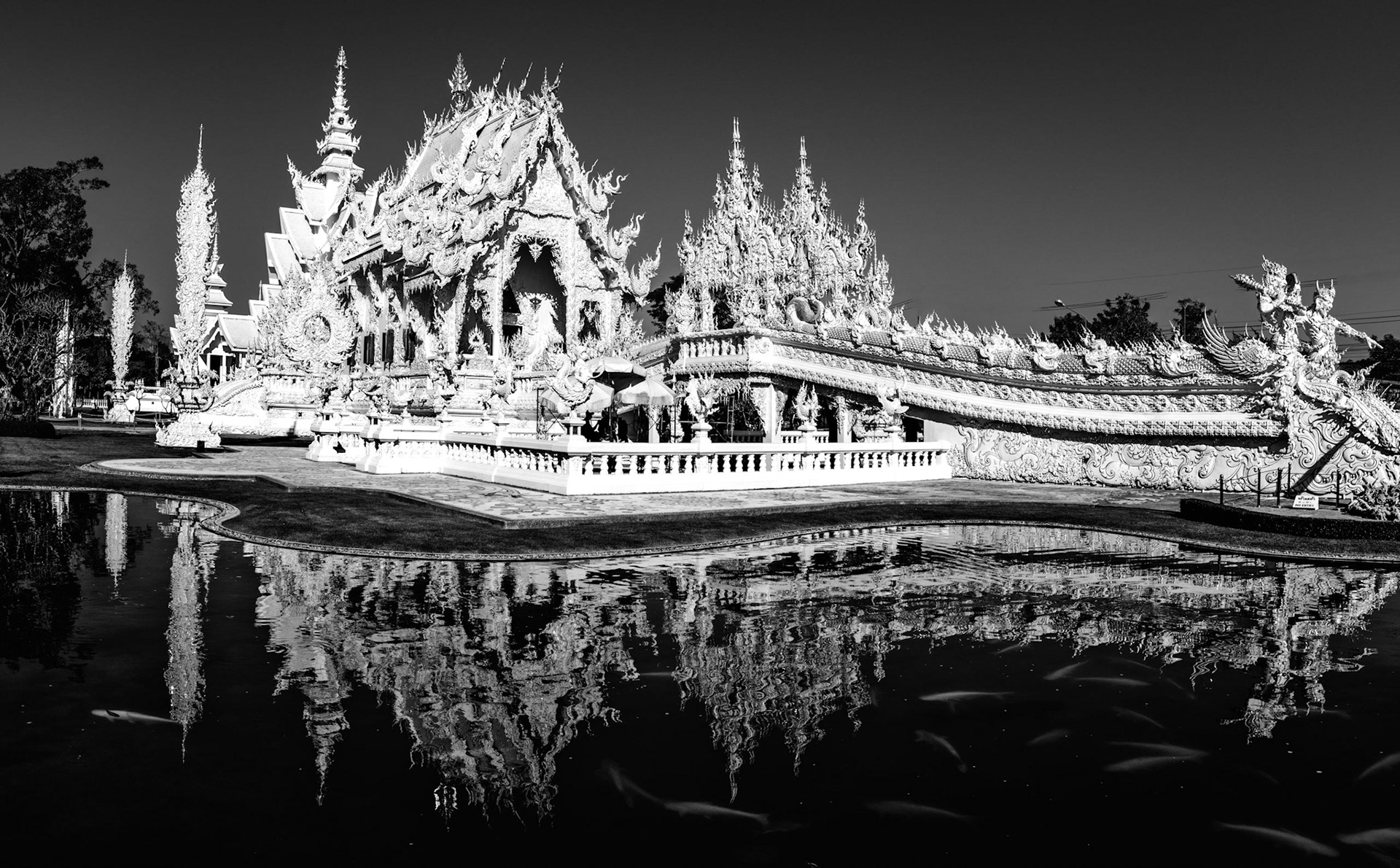 The White Temple is a contemporarily designed buddist temple.