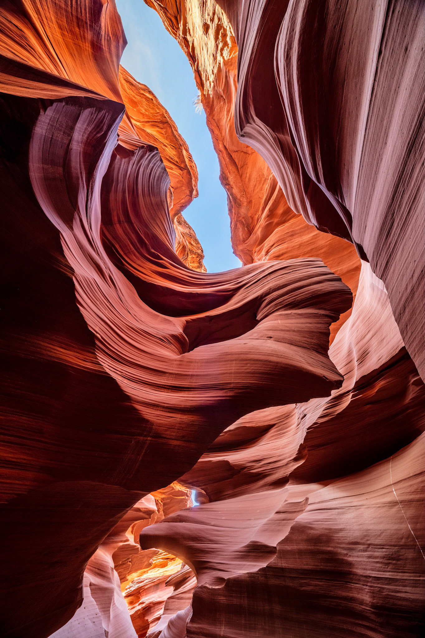 Flowing rock formations in Lower Antelope Canyon, Arizona, USA.