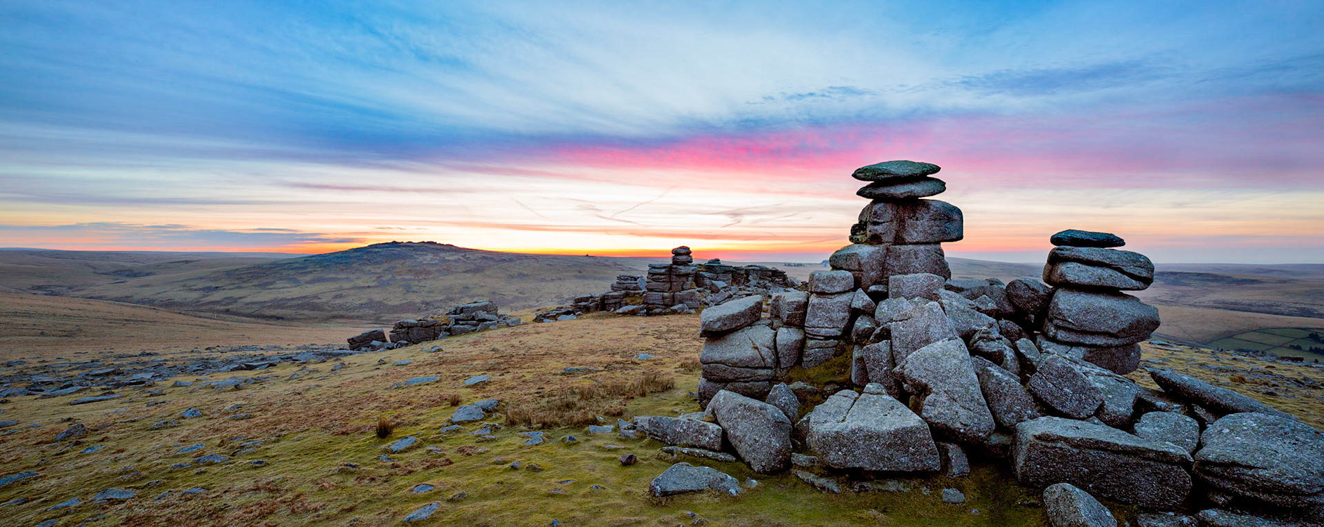 Early morning just before dawn on a late winter morning in Dartmoor National Park.