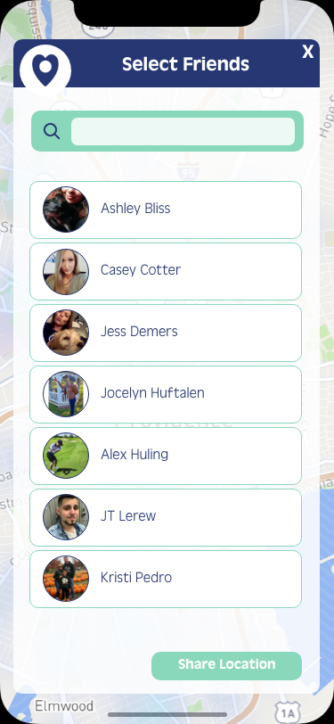 Select Friends page (where user has the ability to add new friends)
