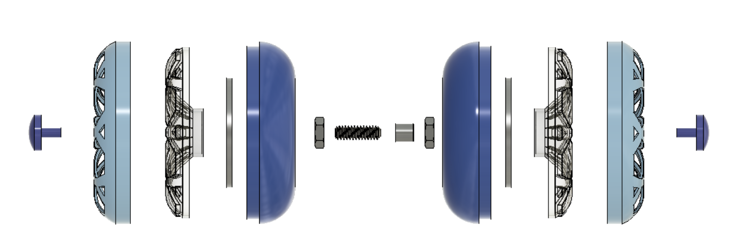 Exploded view of yo-yo.