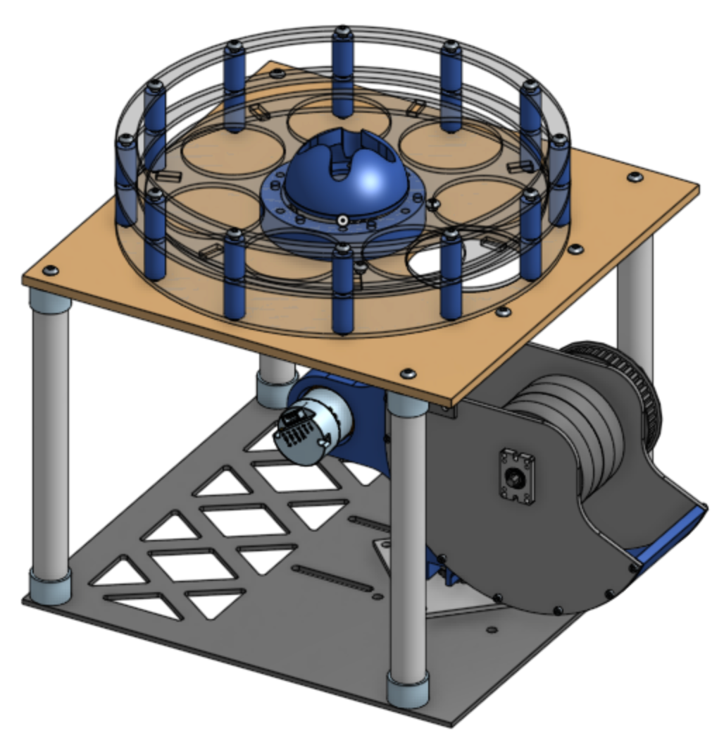 The final CAD of the ball launcher.