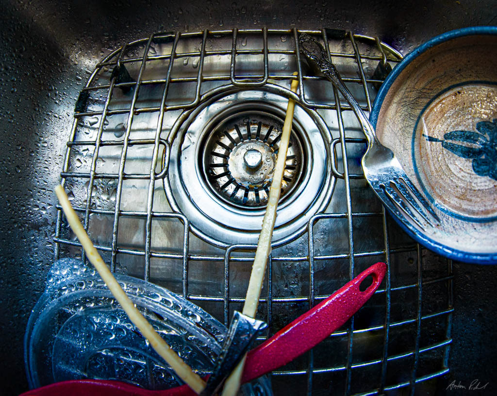photo of a the bottom of a kitchen sink