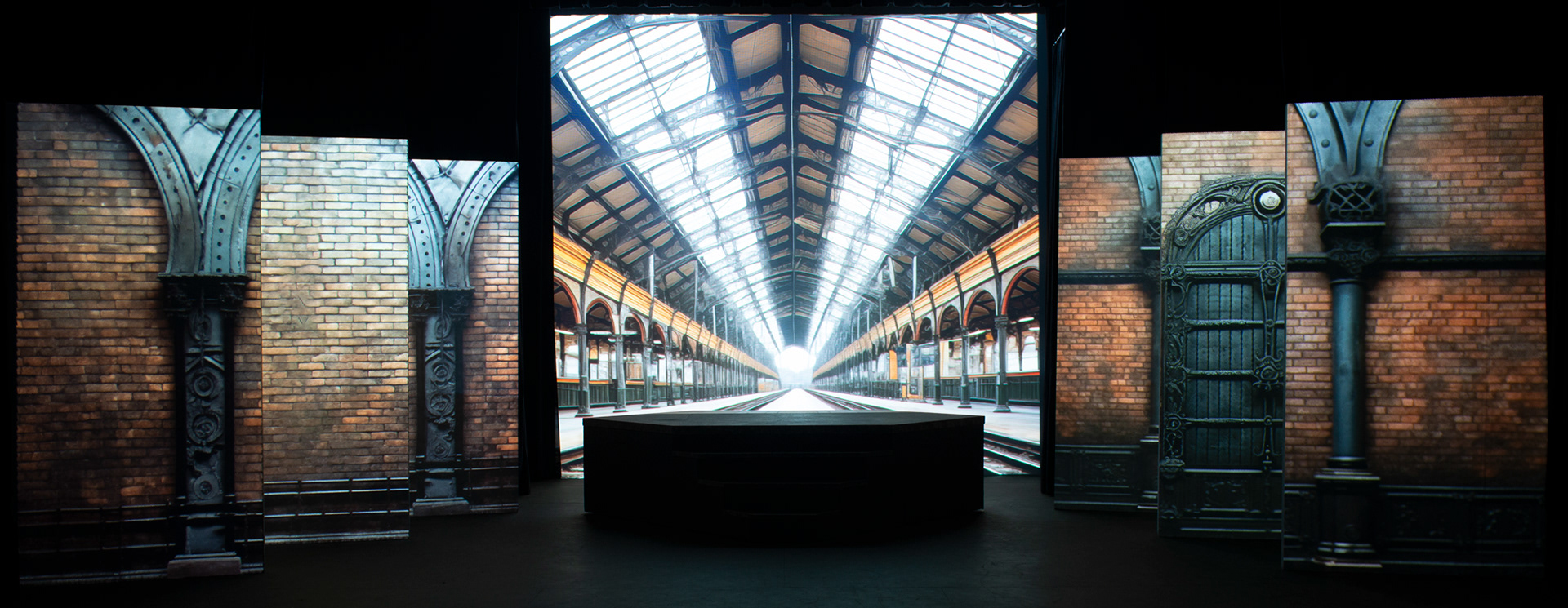image of theatre projection - train station