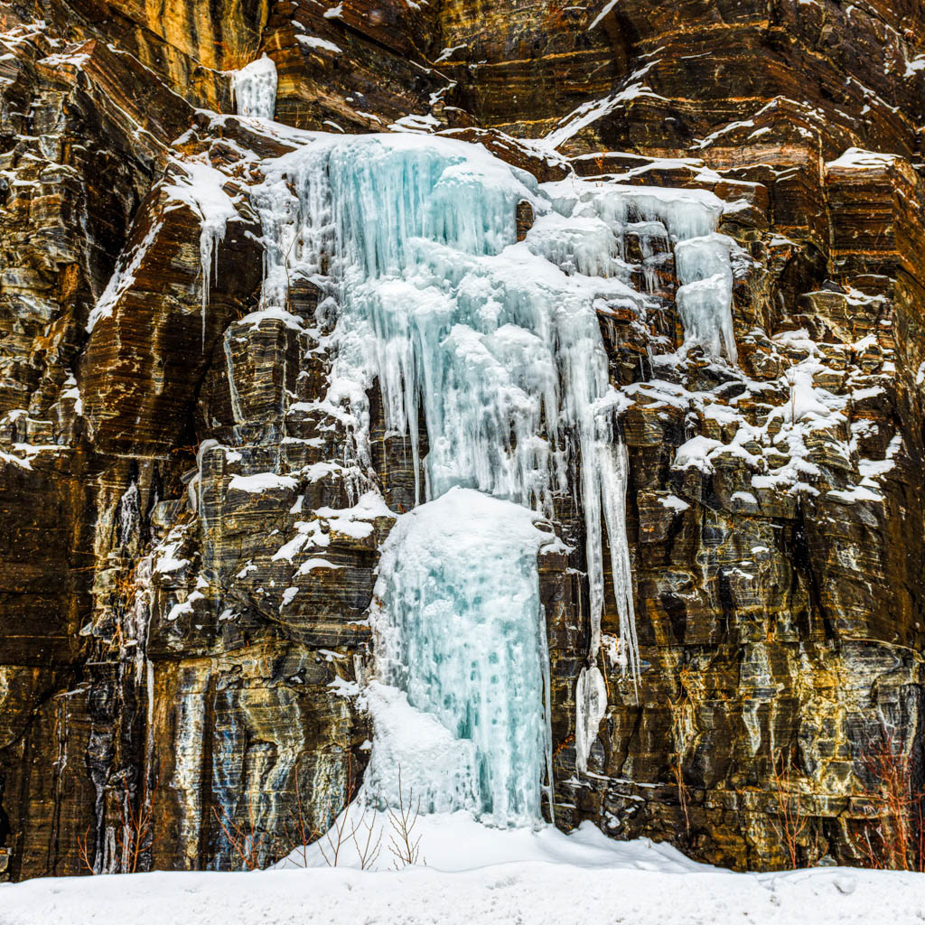 photo of icefall on a rockface