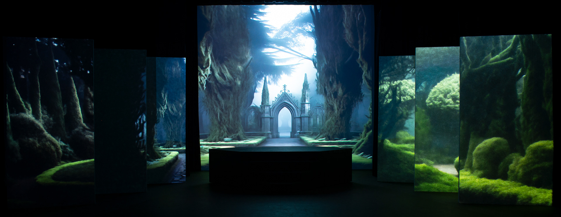 image of theatre projection - park at night