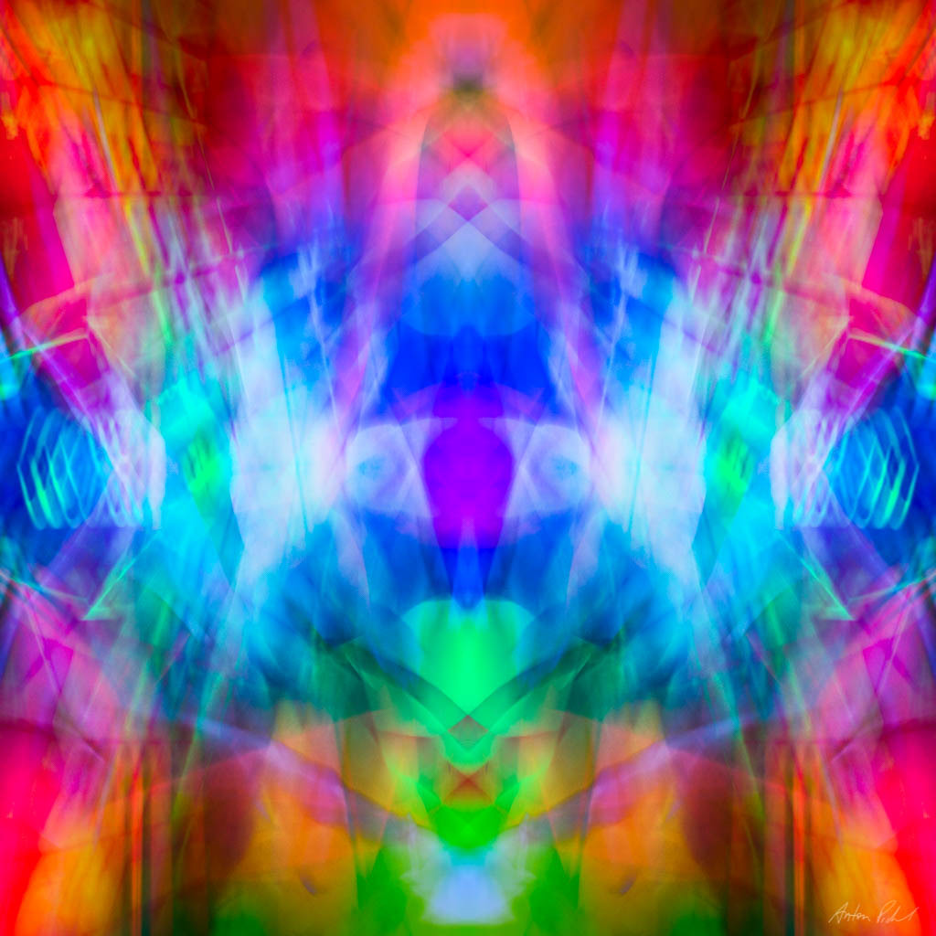 kaleidoscope image of a rainbow abstract pattern