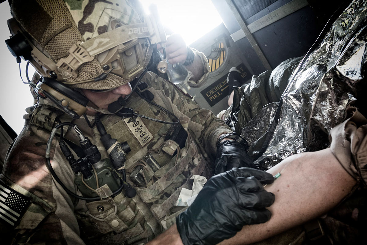 A USAF Pararescueman and casualty