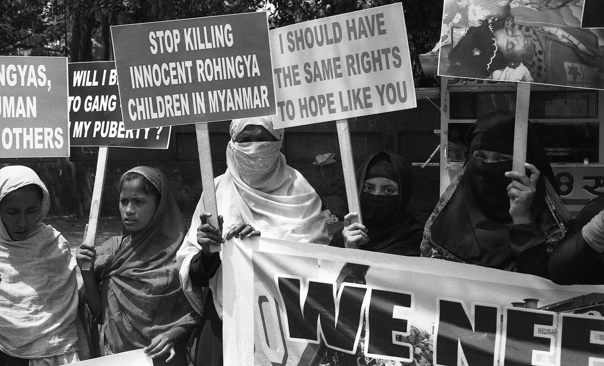 Protest by Rohingya refugees, New Delhi 2014.