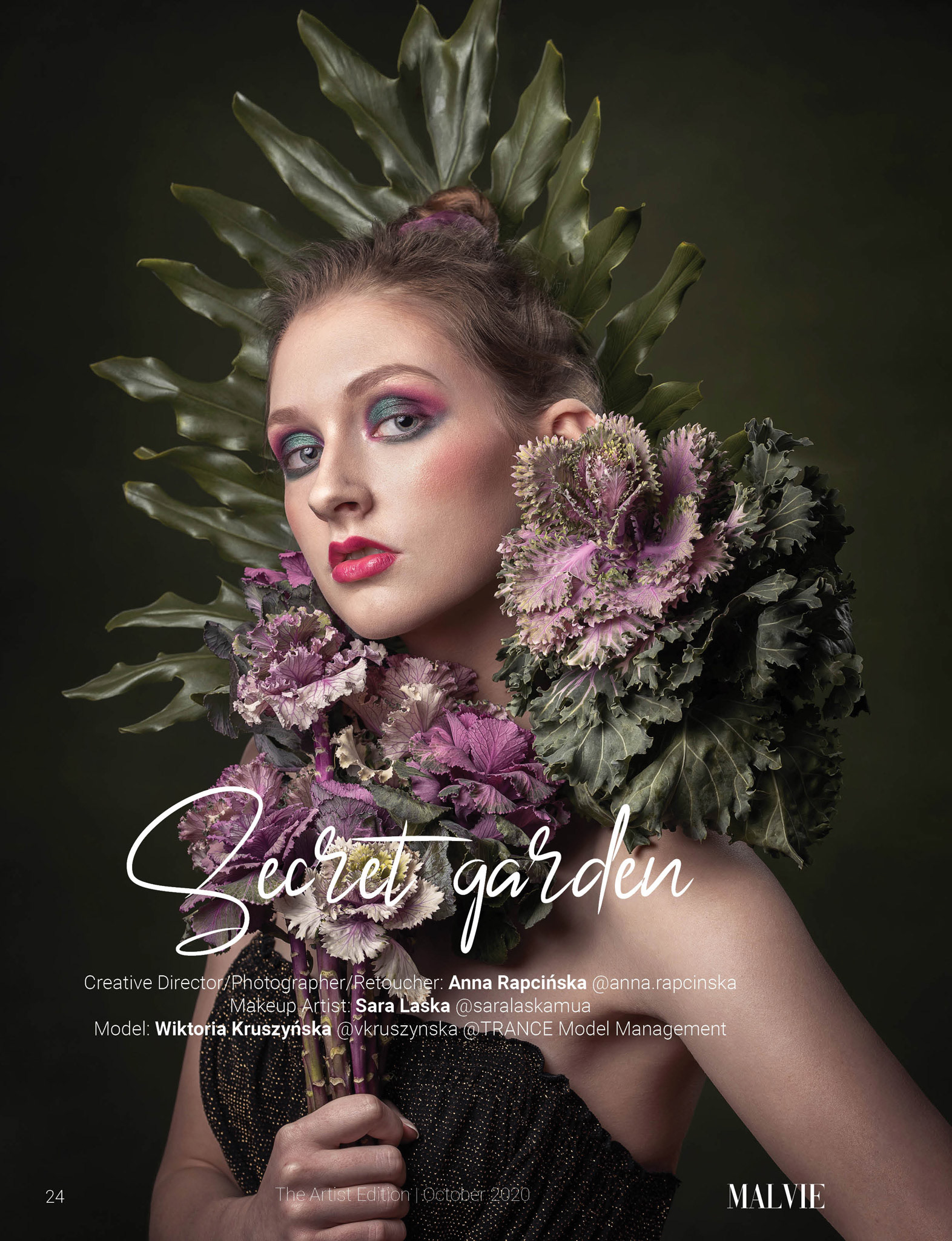 Secret Garden beauty editorial | model: @vkruszynska, MUA: @saralaskamua