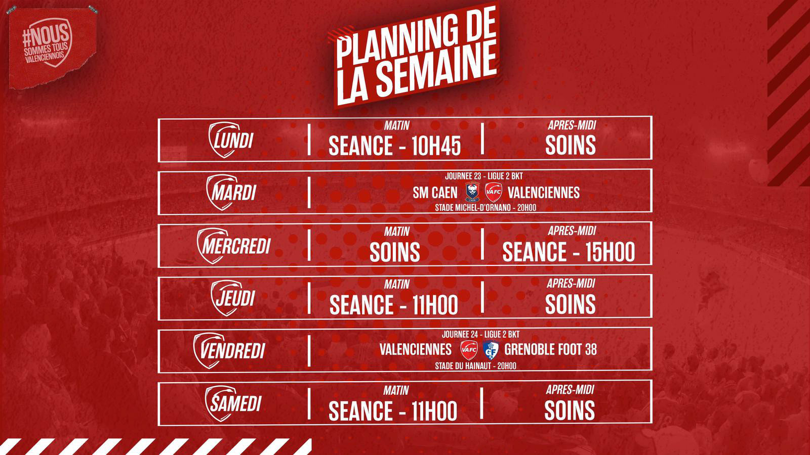 Planning de la semaine