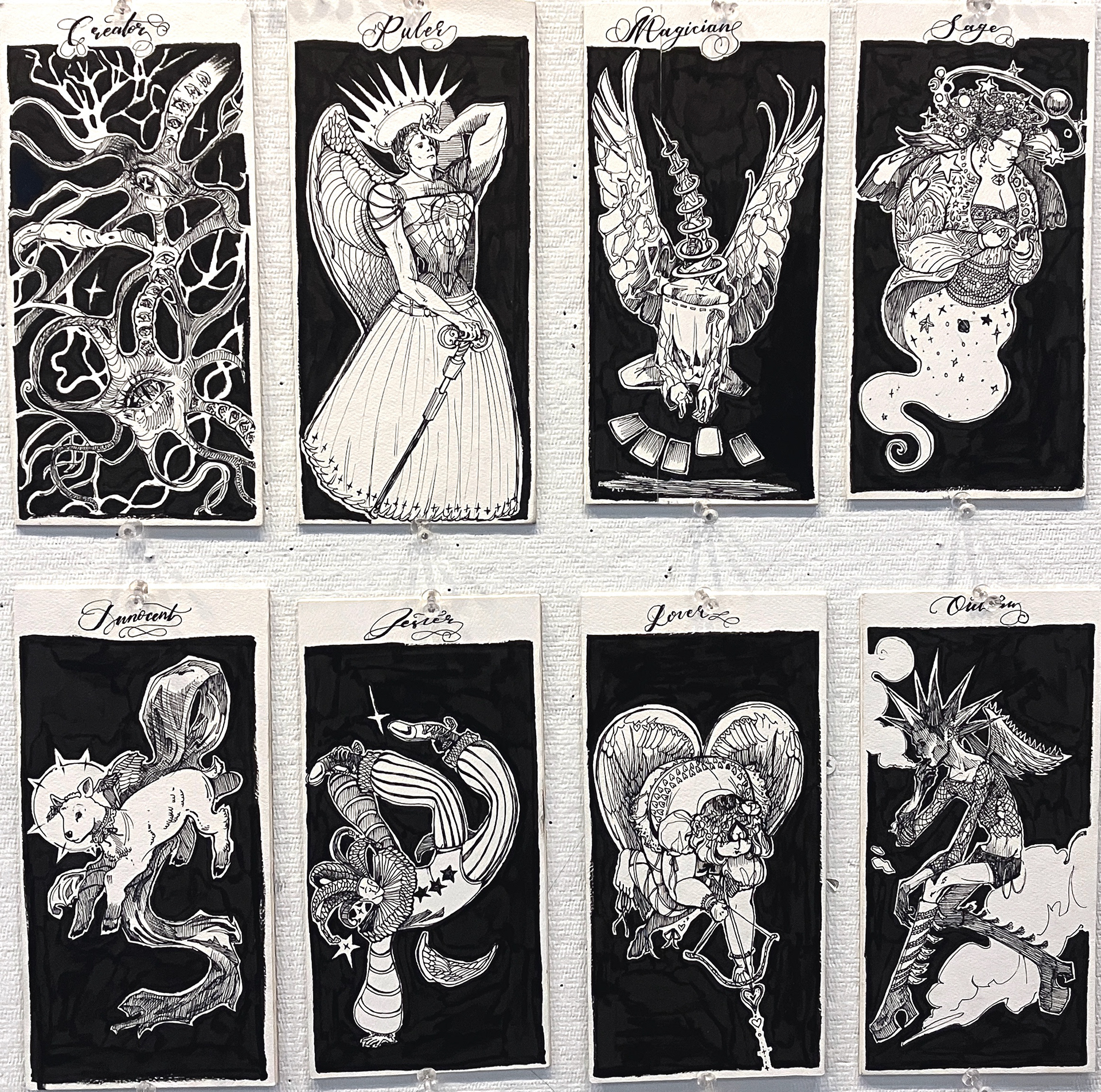 pen and ink, angel character designs