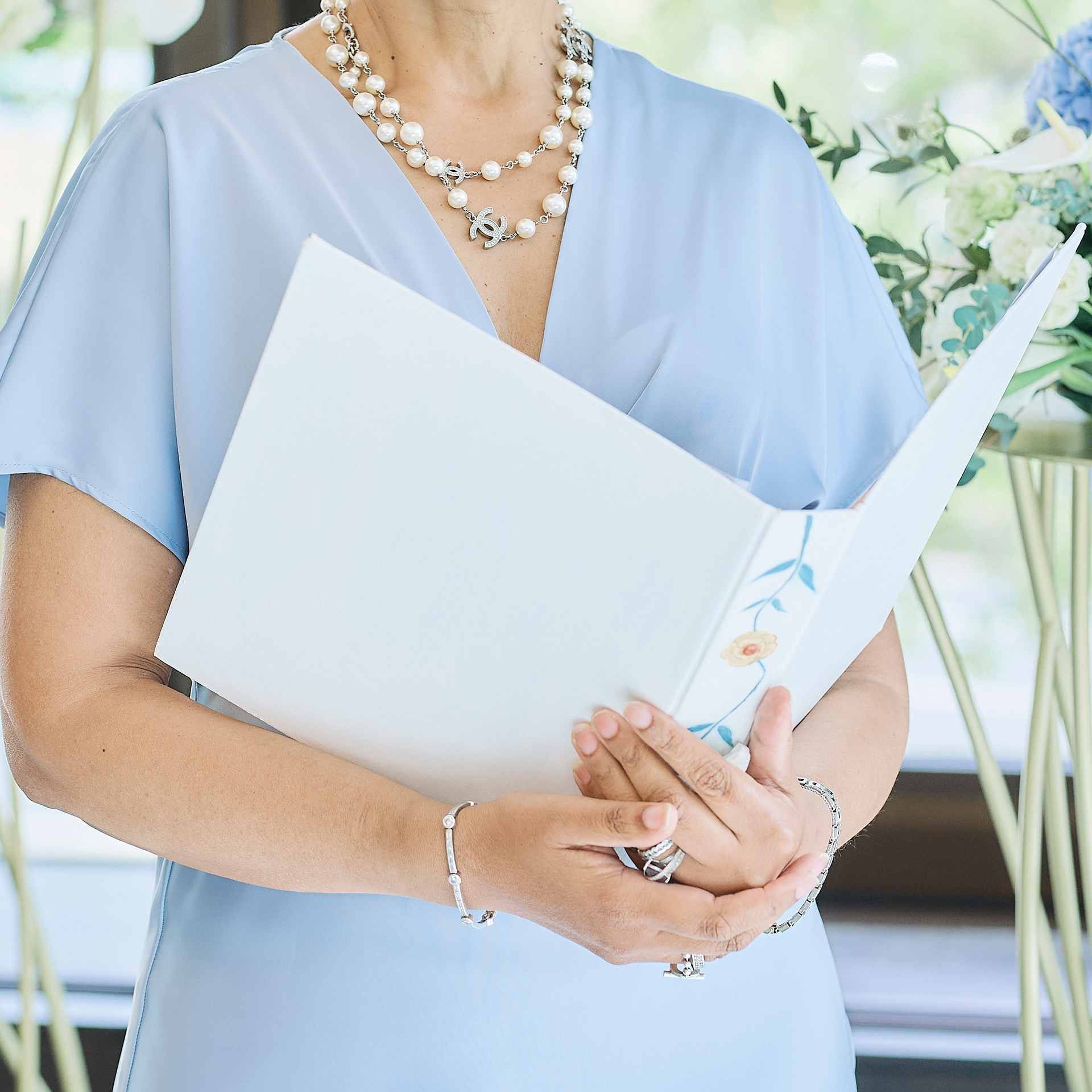 Hand-painted celebrant folder - Photography by Stuart Wood