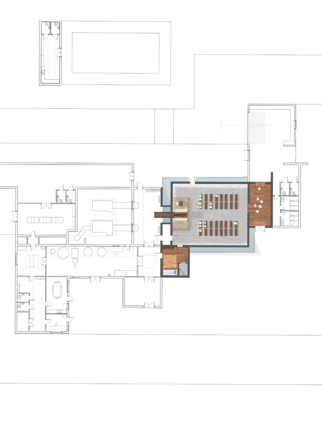 Plan highlighting the main chapel