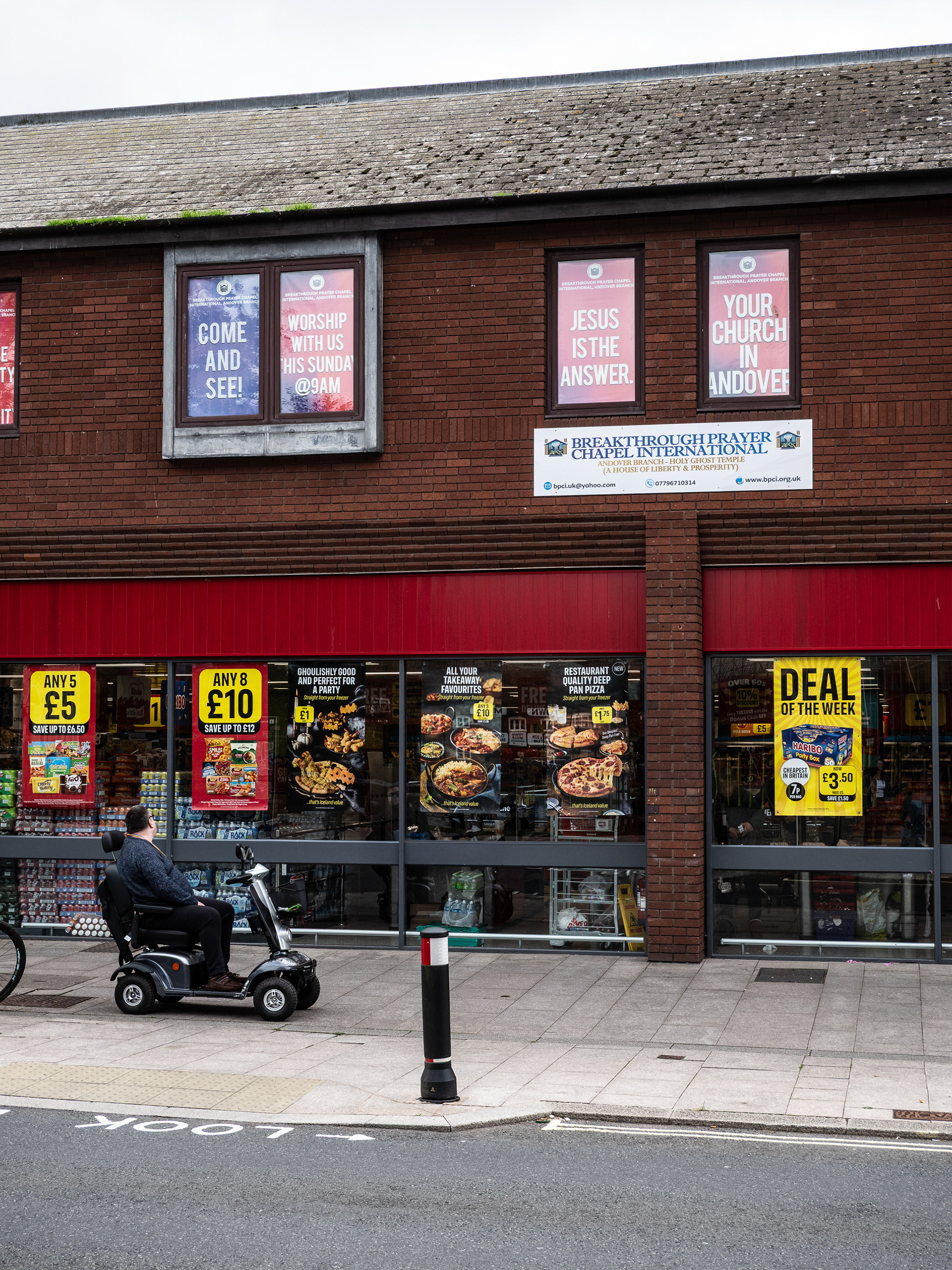 Food store and church, Andover