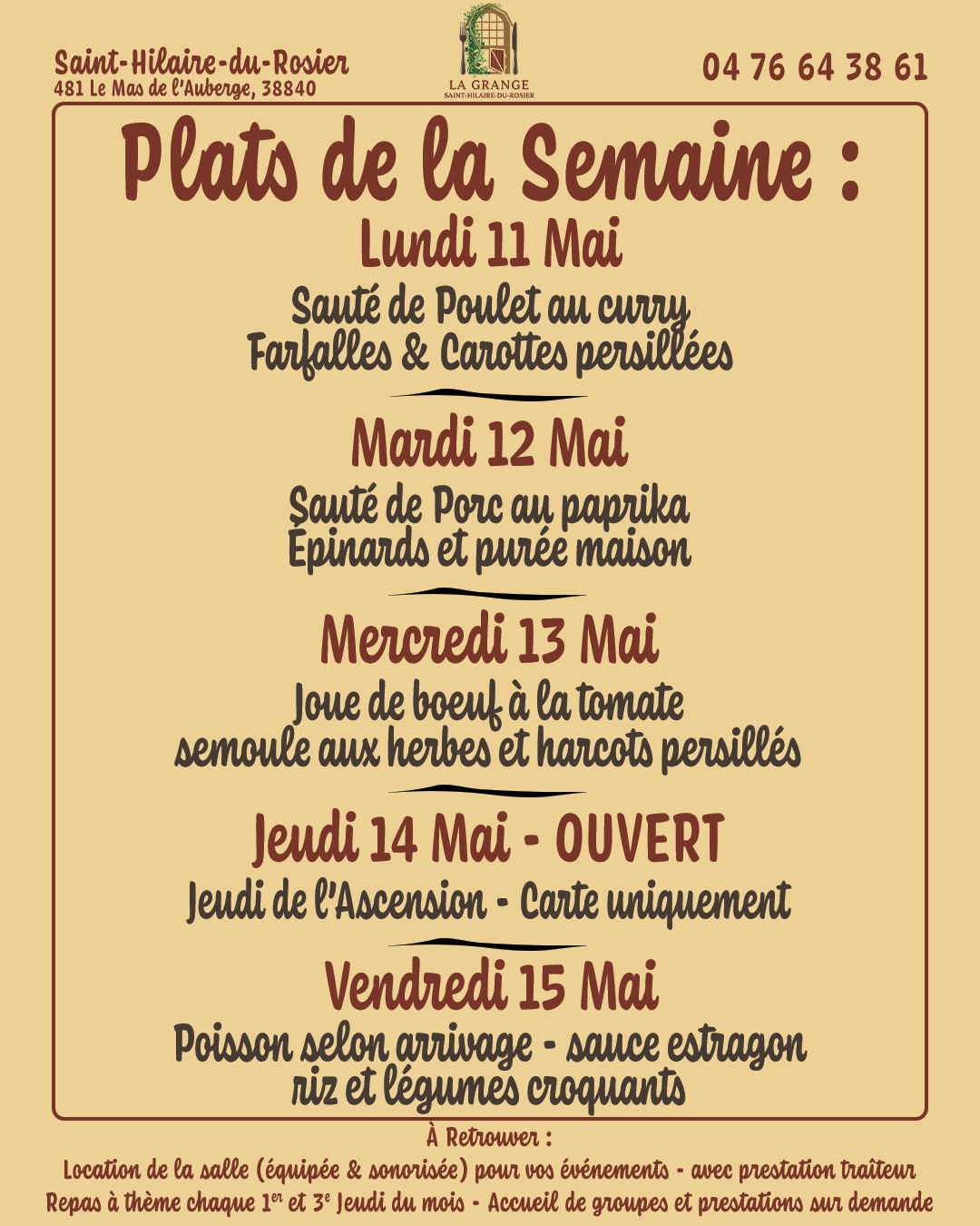Exemple Plats de la Semaine