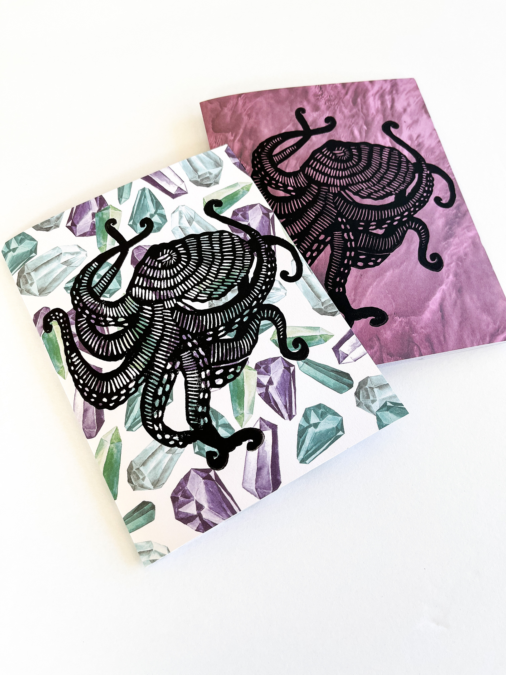 Octopus on patterned paper