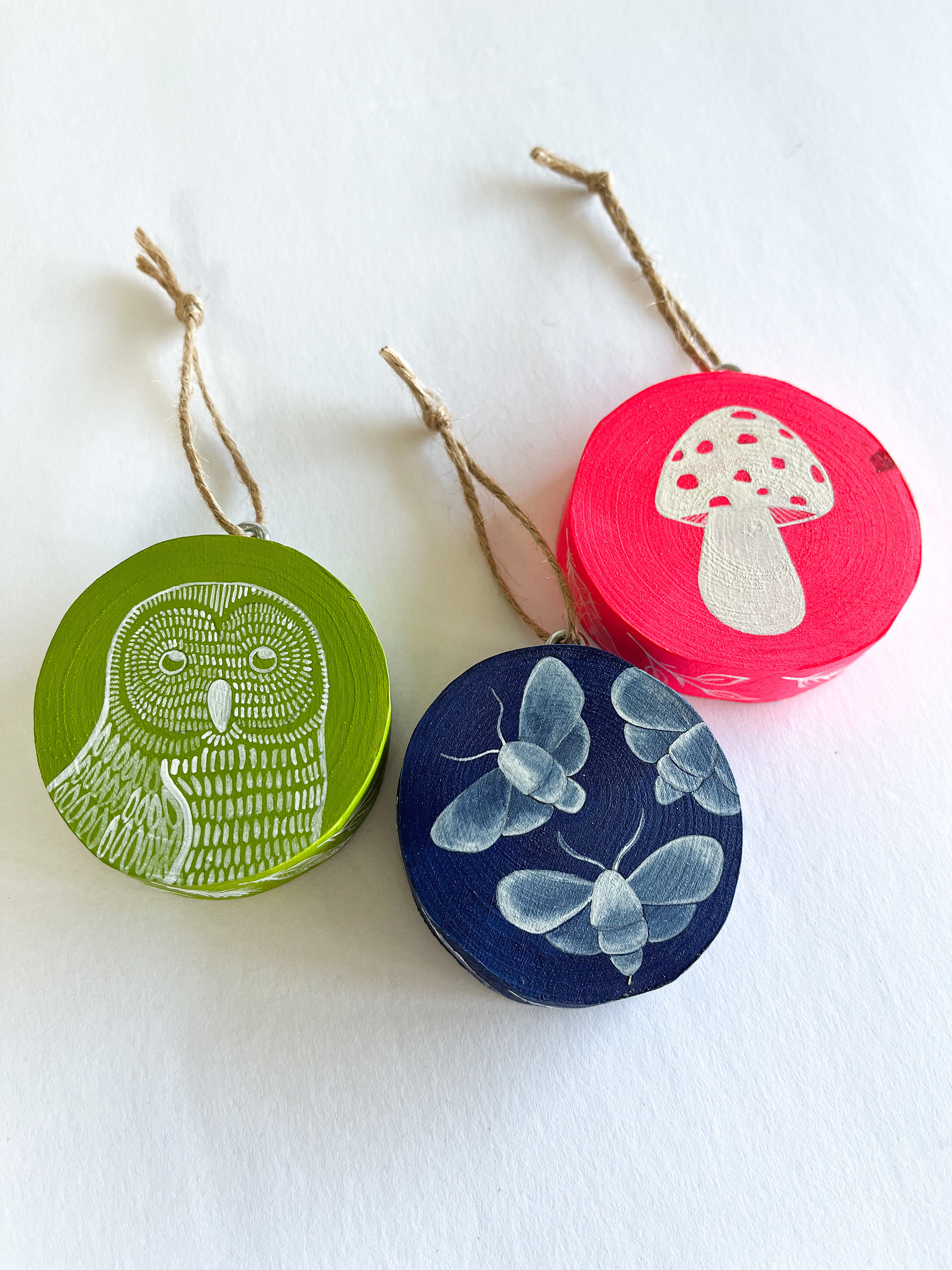 Owl, moths & mushroom