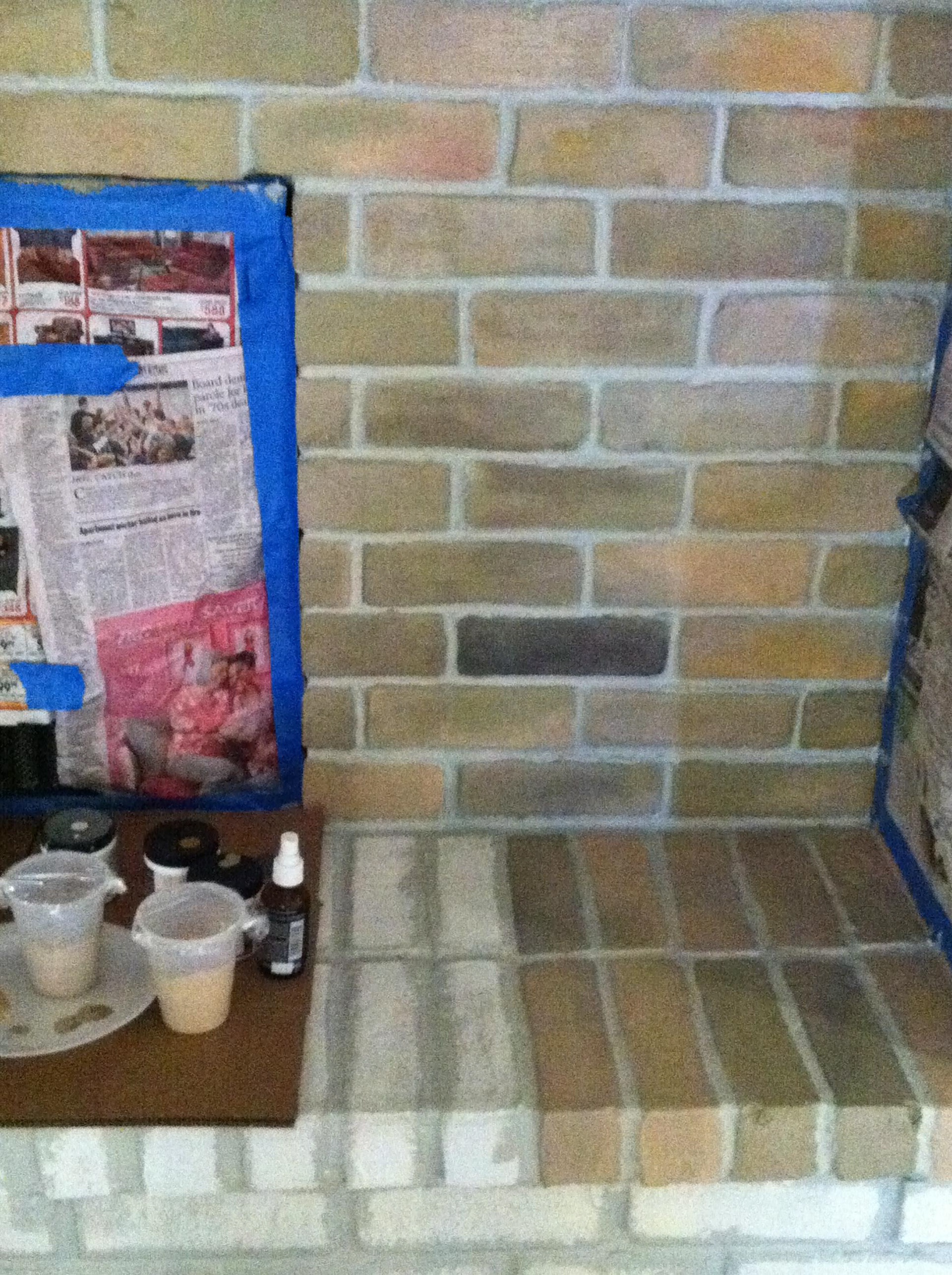 I used little plastic cups to mix paints. Latex, maybe some acrylic. 