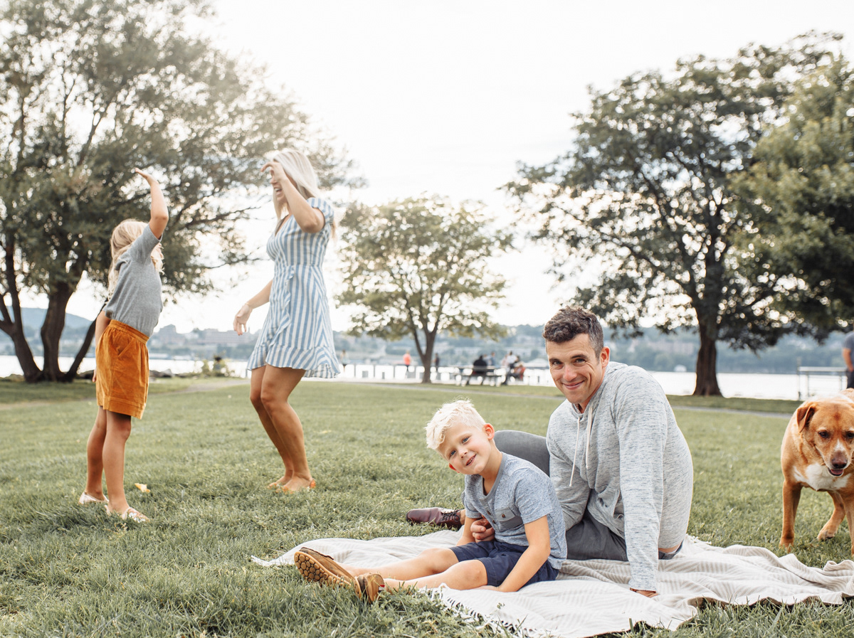 candid photo family dancing