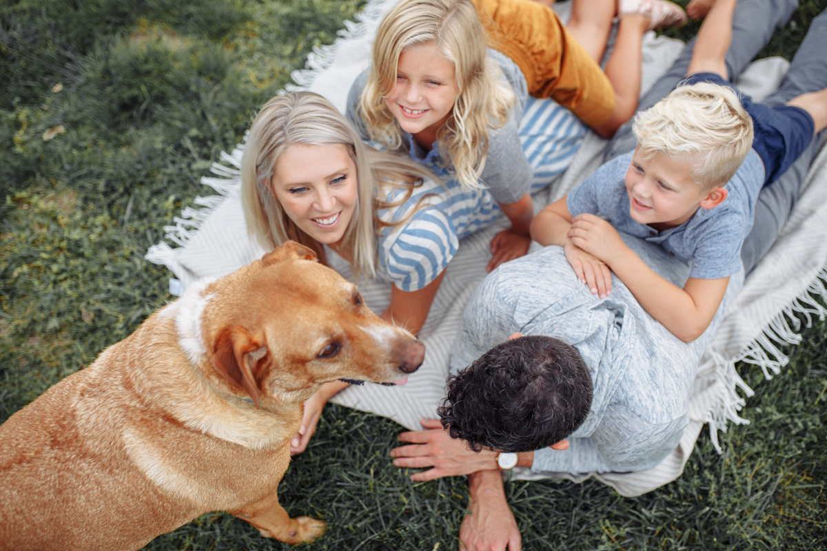 family with a dog