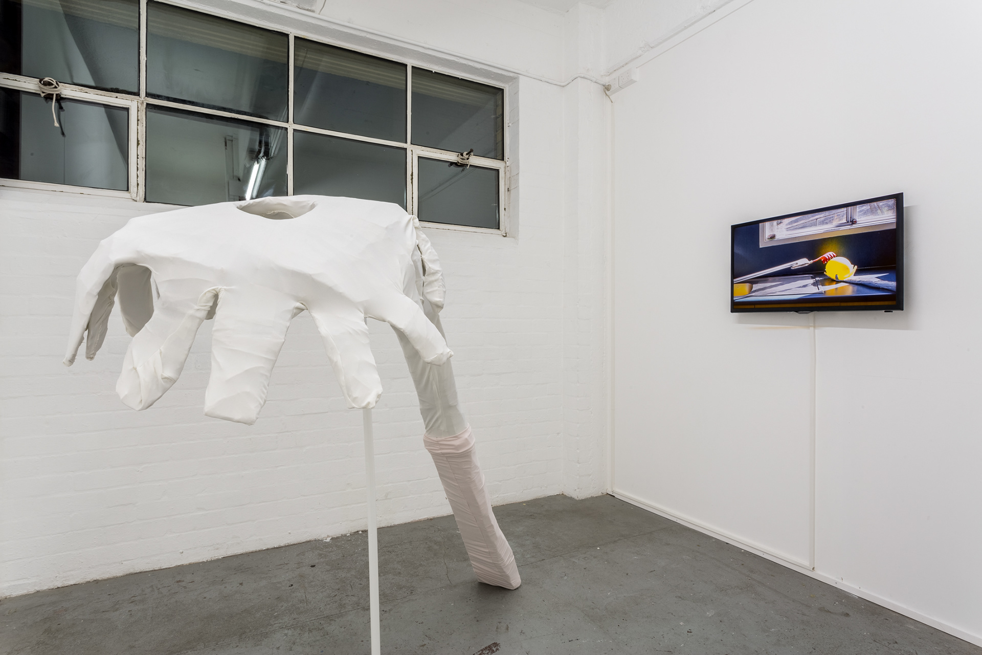 'Cardboard Constructions' installation at Bus Projects, collaboration with Sarah Poulgrain. [Photo-Christo Crocker]