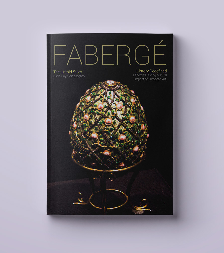 front page cover the Fabergé booklet, which features one his crafted eggs in the middle
