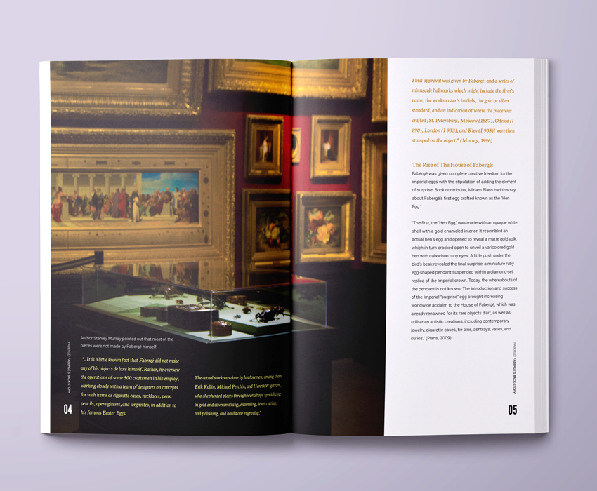 interior page of the booklet showing the eggs are located in the Walters Art Museum