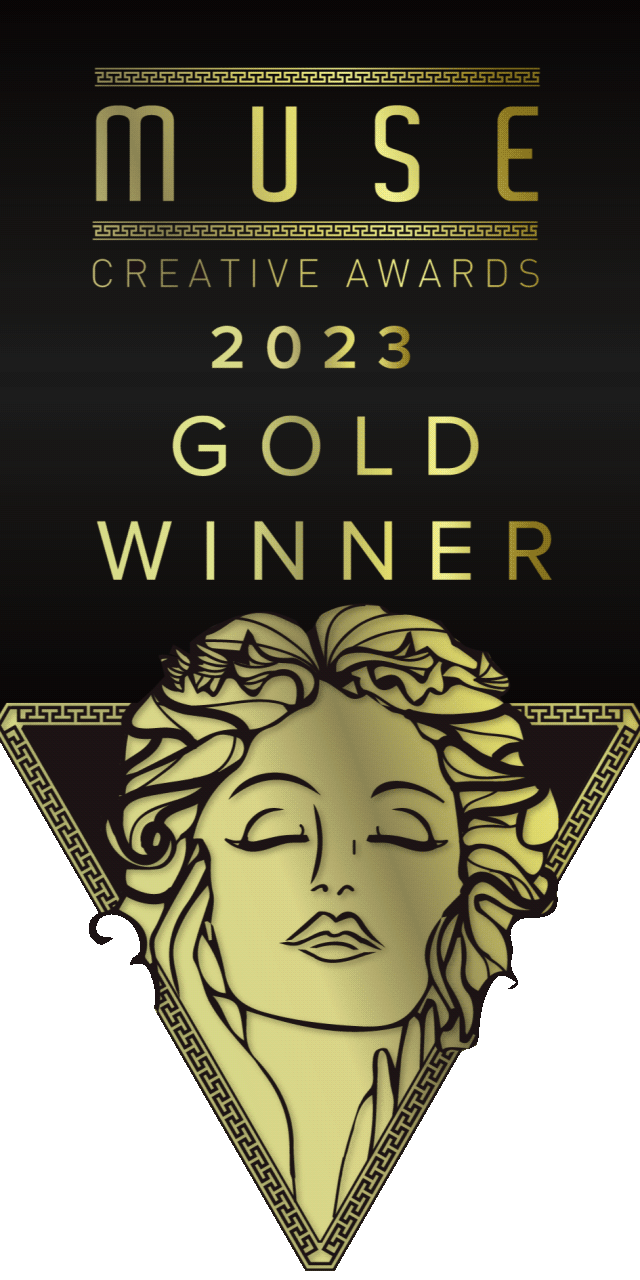 A digital badge of 2023 Muse Creative Awards gold award