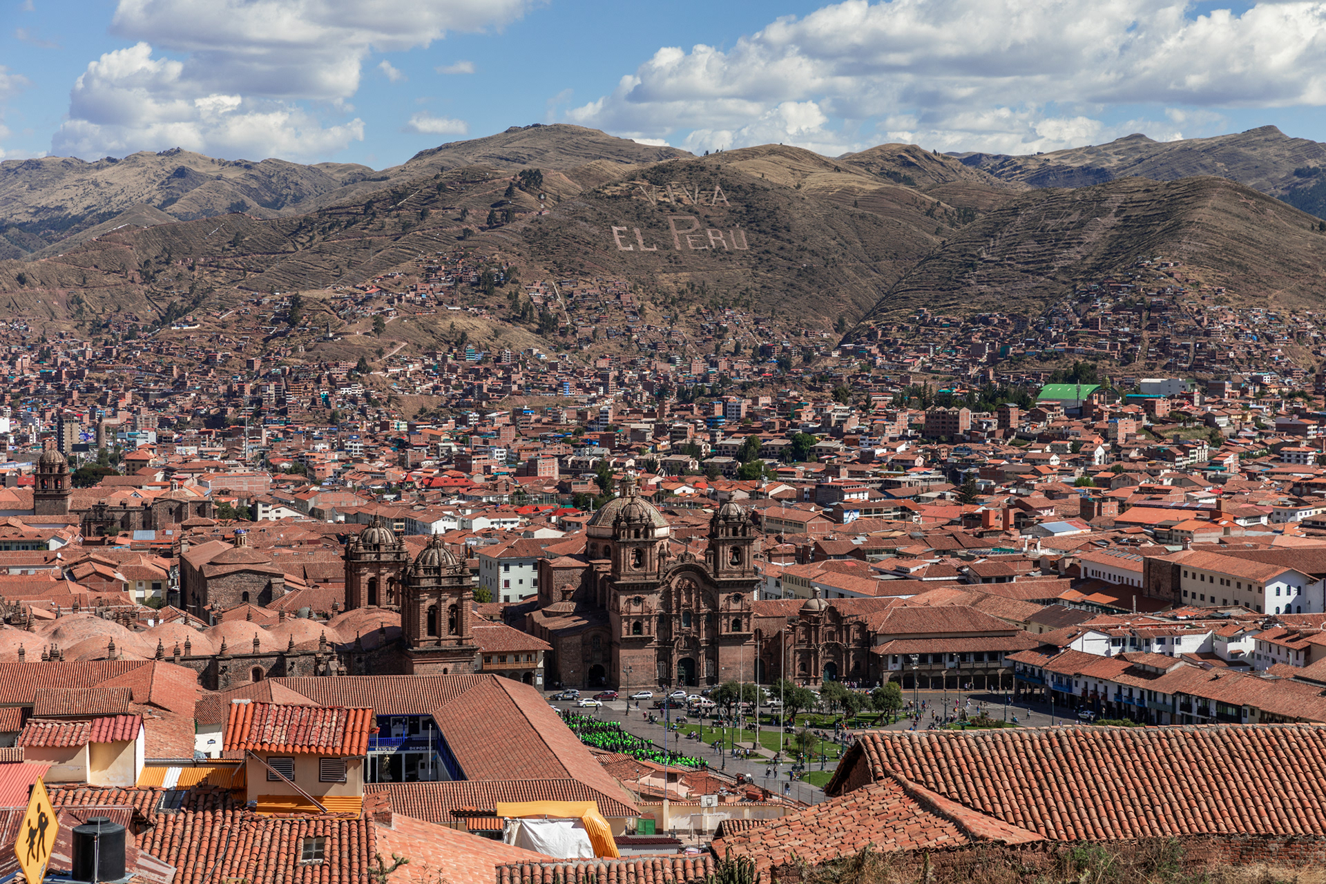 Upper view of the Main Square and Cathedral