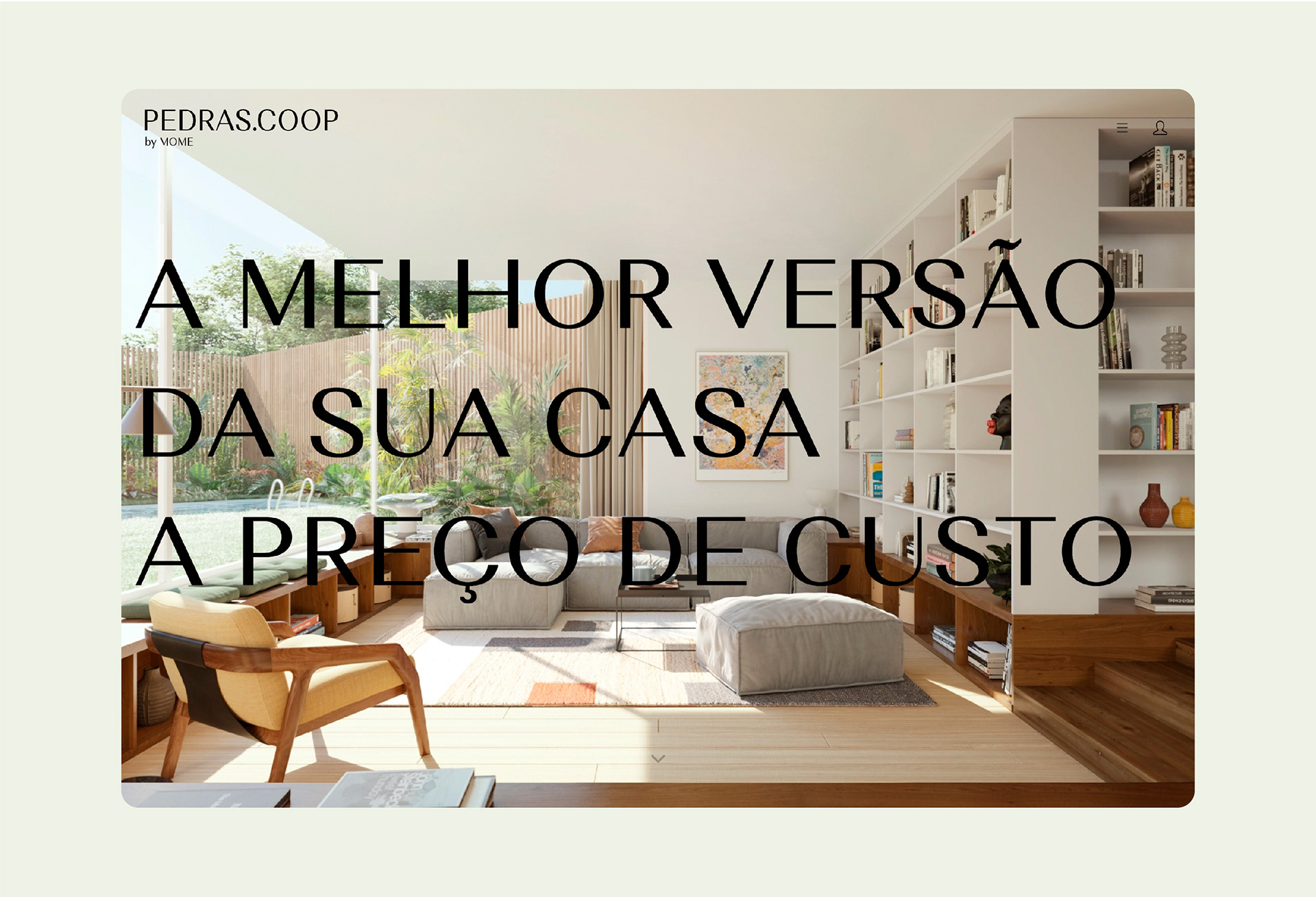 Screenshot so website da Cooperativa de Habitação das Pedras, da marca MOME