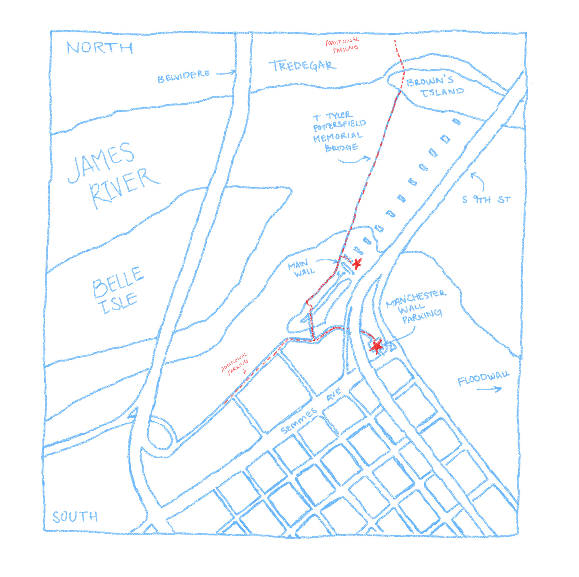 Map of additional parking for event