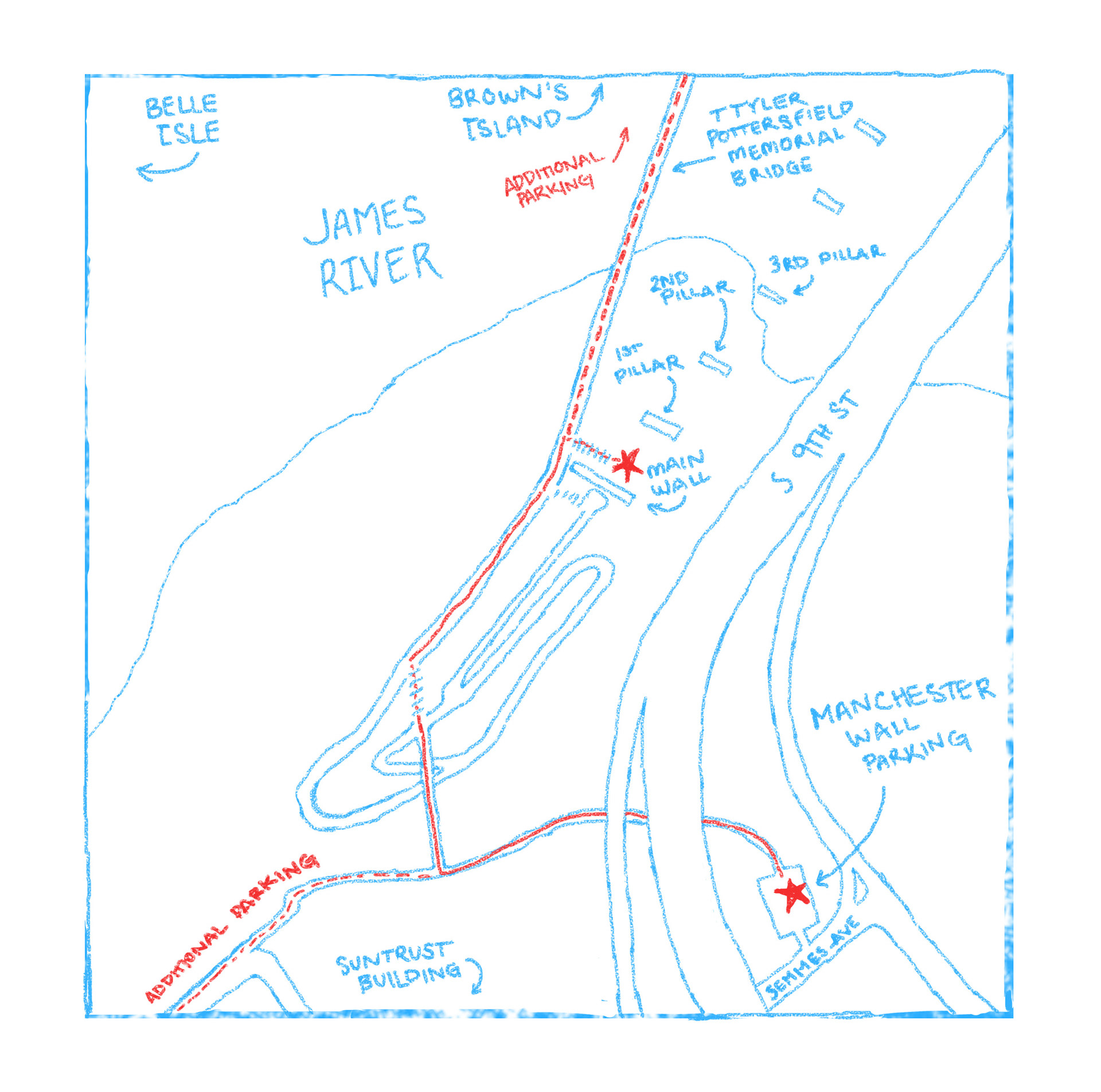 Close map of additional parking for event