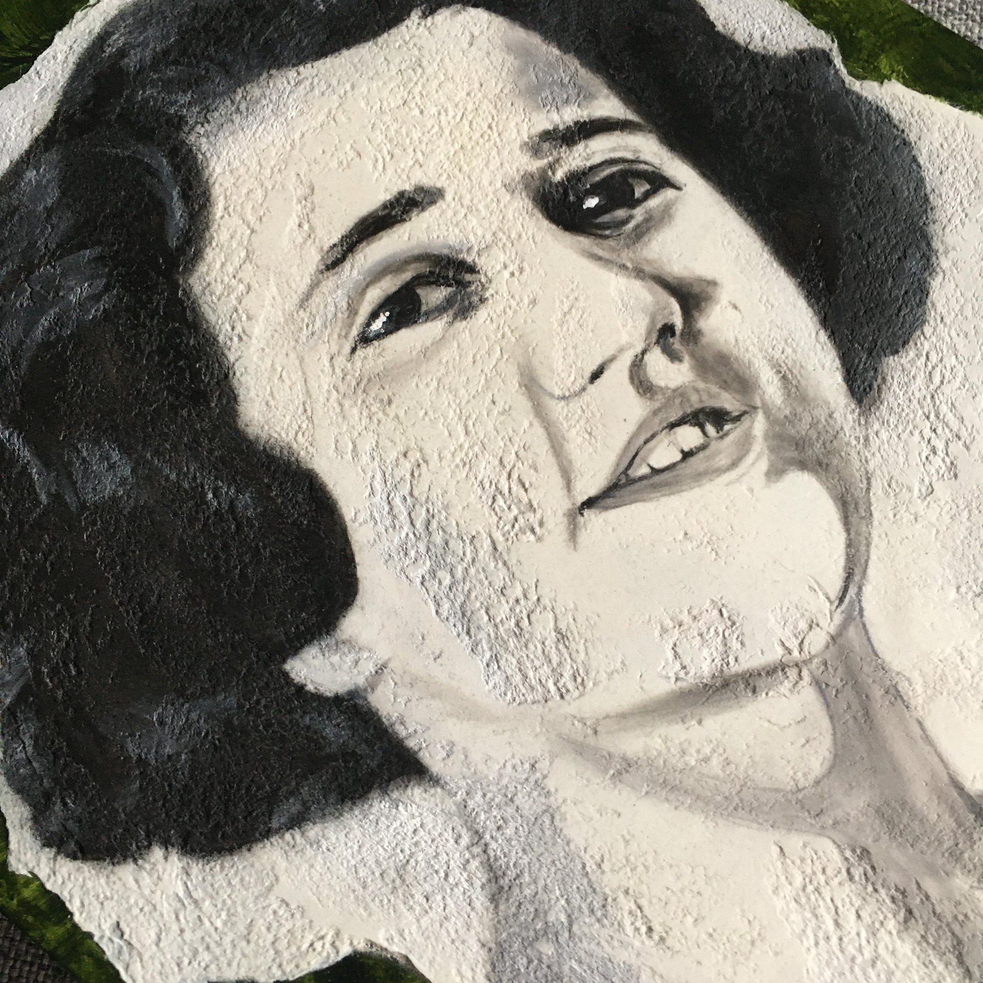 Baba (detail), 1/2, pastel, fibre paste and acrylic on panel, 9"x12' ©Ginger Sedlarova 2020