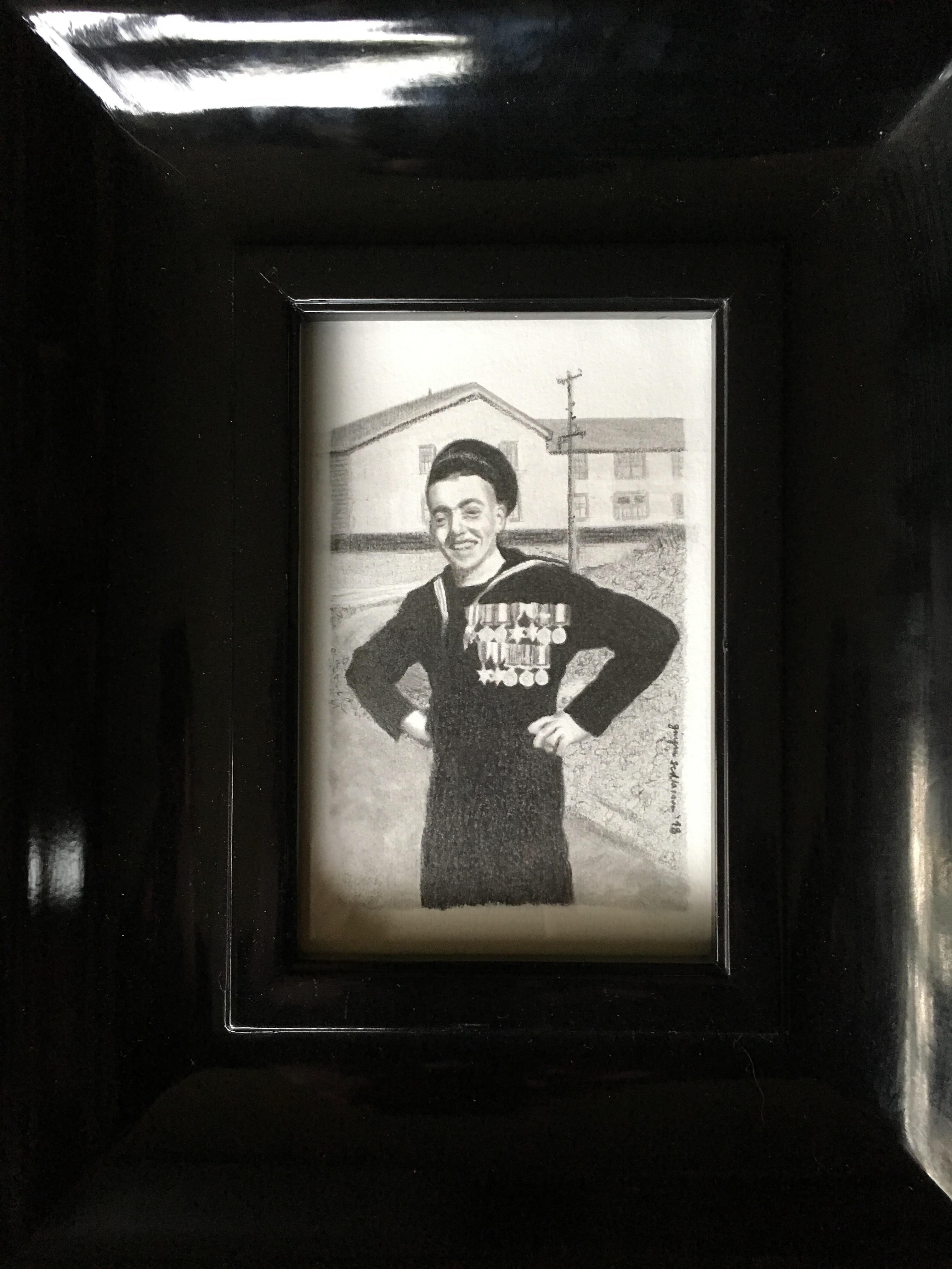 Dad in Shilo, 1950s, graphite on paper, 2019