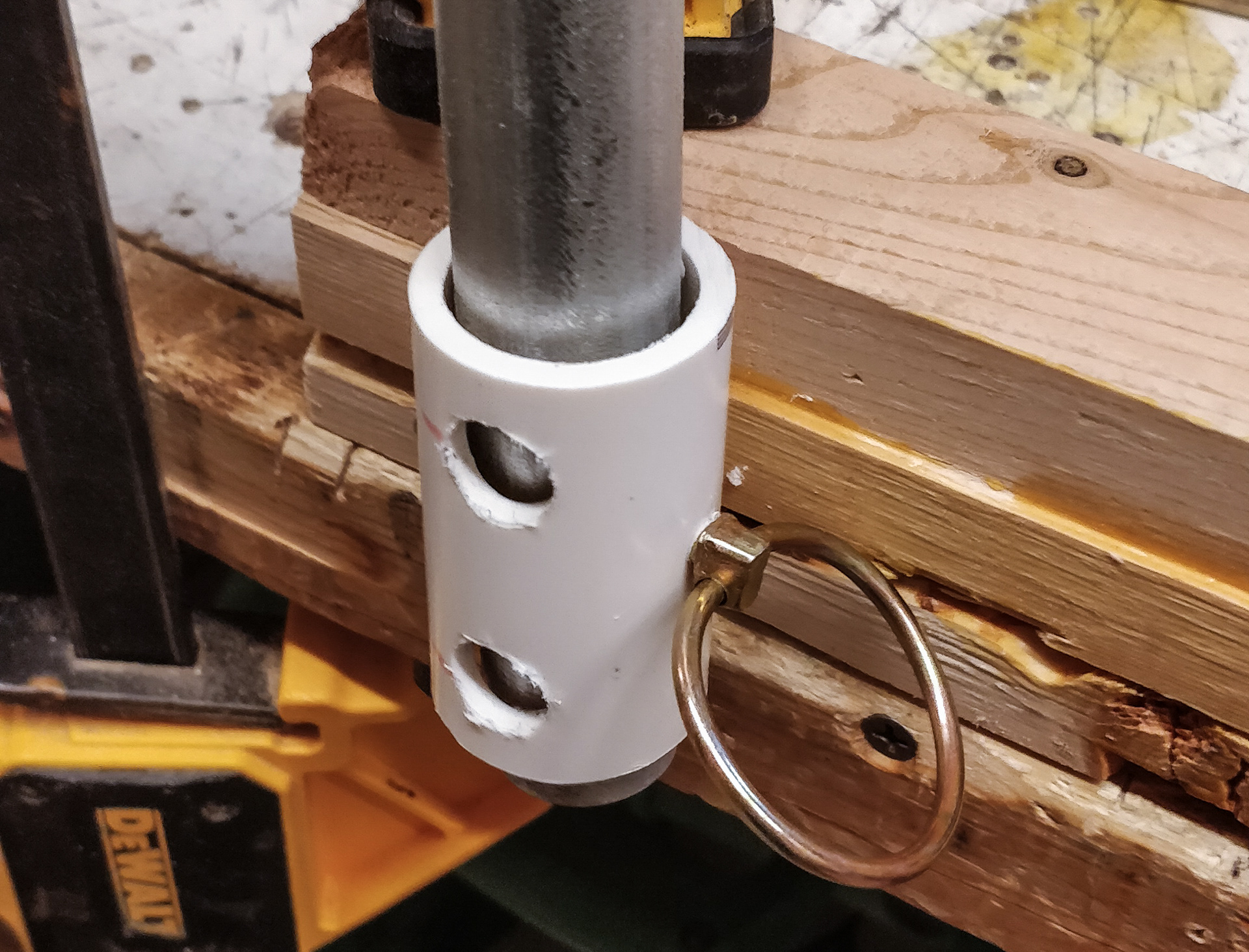 PVC with lynch pin.