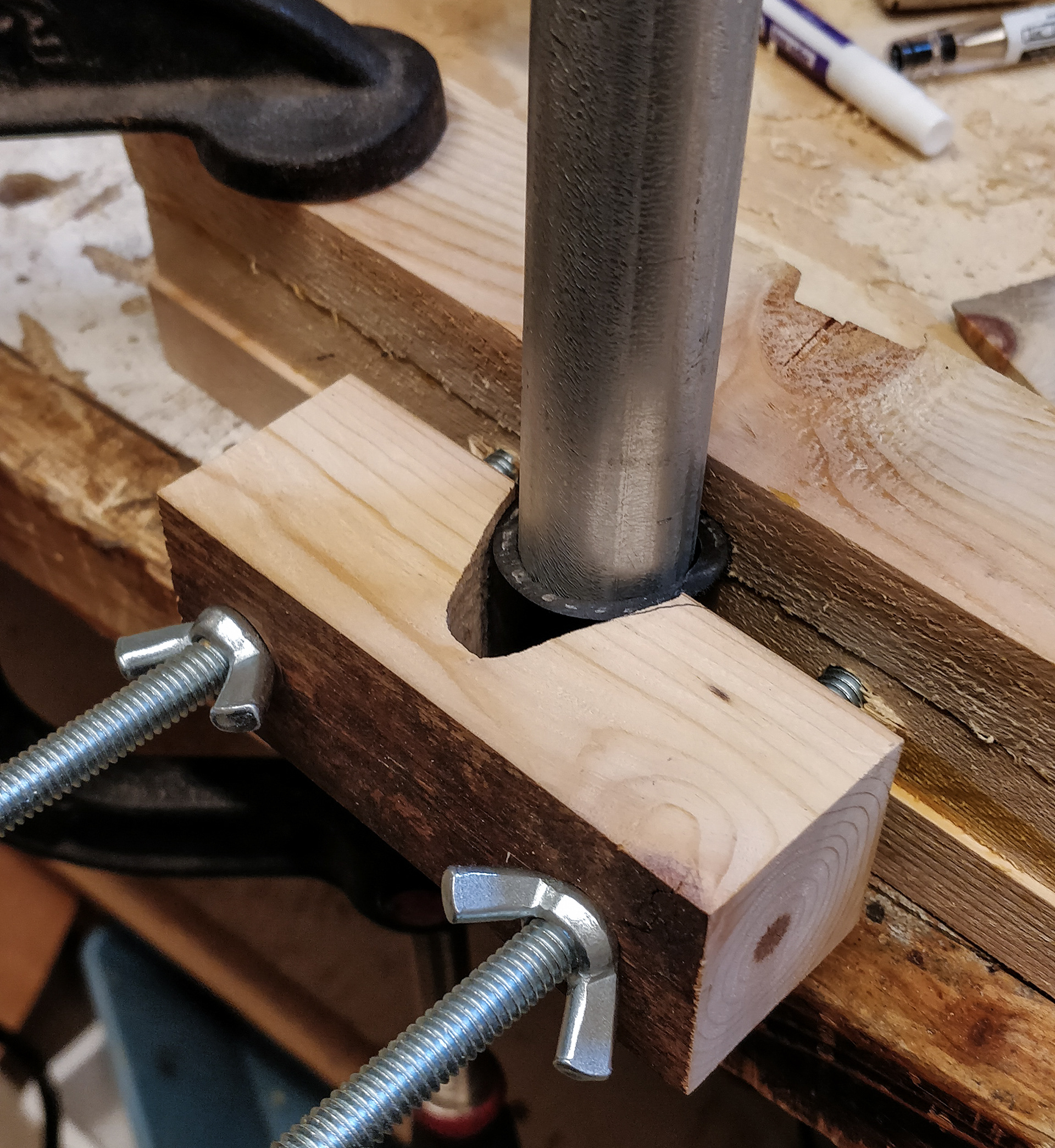 Angled wood block.
