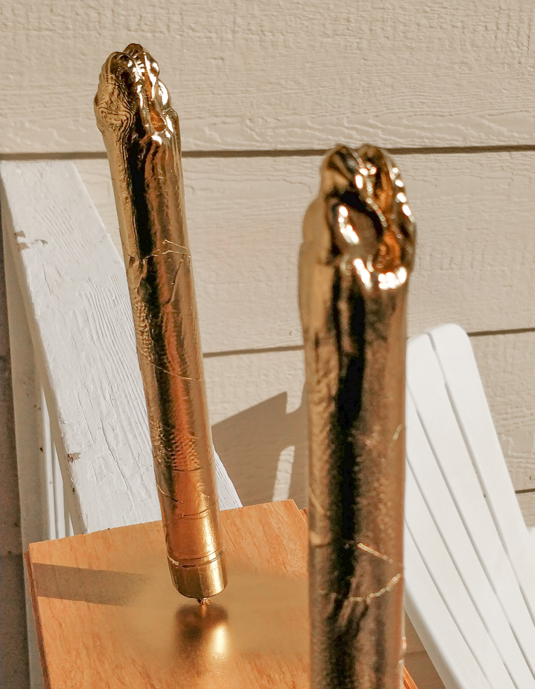 Nunchucks after gold spraypaint.