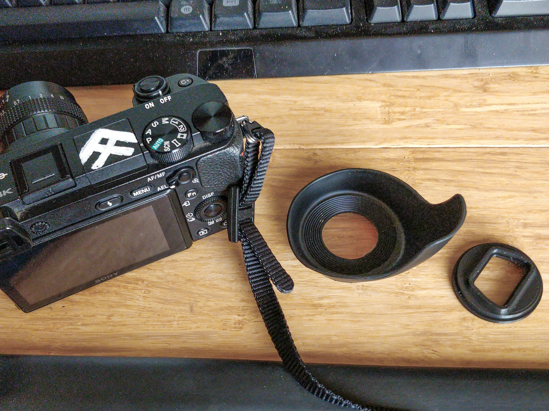 Pieces of the eyepiece laid out.